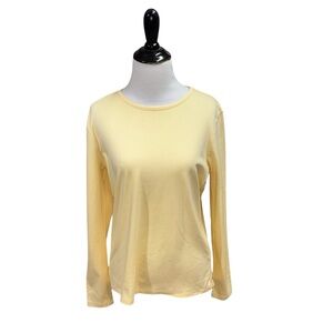 L.L. Bean Women's M Medium Long Sleeve T-Shirt Top 100% Supima Cotton Yellow